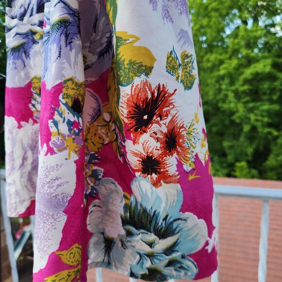 Anthropologie Band of Gypsies Pink Teal Abstract Floral Dress Womens Size Large - Picture 10 of 16